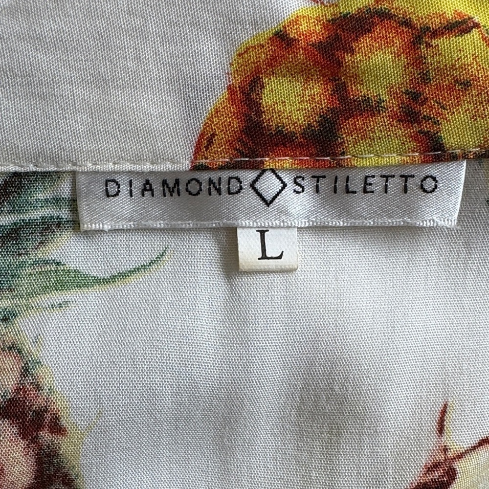 Diamond Stiletto Pineapple Print Kimono Robe Sz L - Picture 5 of 6